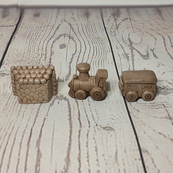 Miniature Village Figurine 16pc Set Ceramic Building Tree People Train Cat Dog - Picture 12 of 16